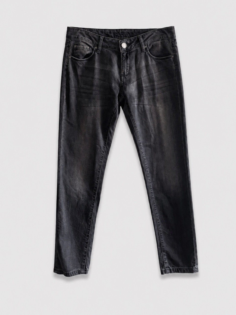 DL1961 Riley Boyfriend Jeans 26 Faded Black Slim Straight